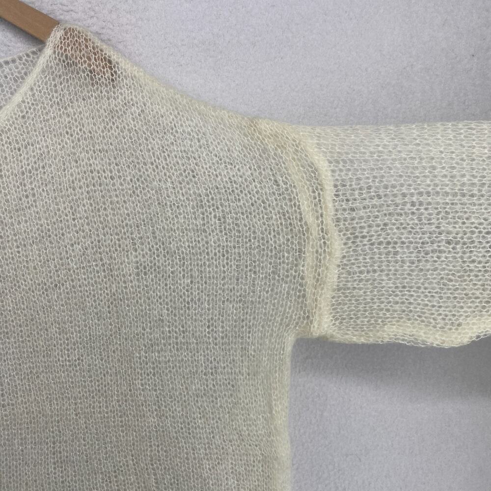 NINA KENDOSA Sweater OS Sheer Oversized Boxy Drop Shoulder Off White - Picture 6 of 9